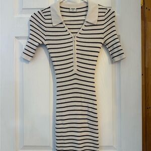 Striped Knit Polo Dress